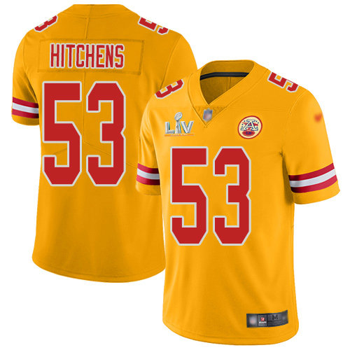 Nike Chiefs #53 Anthony Hitchens Gold Men's Super Bowl LV Bound Stitched NFL Limited Inverted Legend Jersey