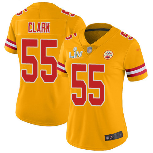 Nike Chiefs #55 Frank Clark Gold Women's Super Bowl LV Bound Stitched NFL Limited Inverted Legend Jersey