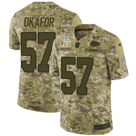 Nike Chiefs #57 Alex Okafor Camo Men's Super Bowl LV Bound Stitched NFL Limited 2018 Salute To Service Jersey