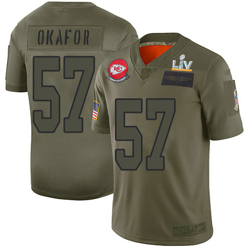 Nike Chiefs #57 Alex Okafor Camo Men's Super Bowl LV Bound Stitched NFL Limited 2019 Salute To Service Jersey