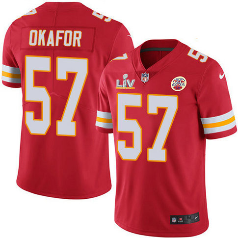 Nike Chiefs #57 Alex Okafor Red Team Color Youth Super Bowl LV Bound Stitched NFL Vapor Untouchable Limited Jersey