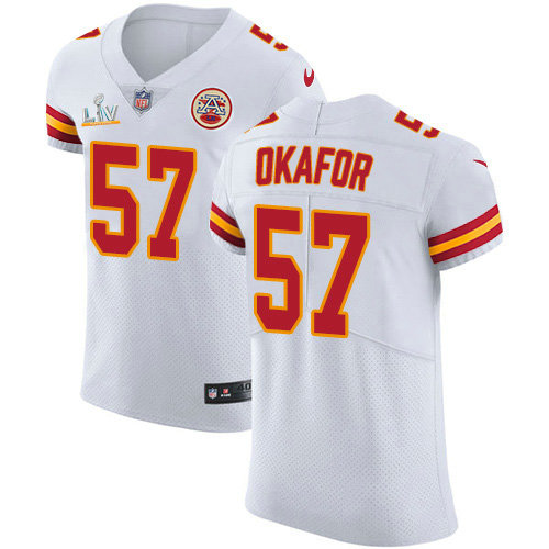 Nike Chiefs #57 Alex Okafor White Men's Super Bowl LV Bound Stitched NFL New Elite Jersey