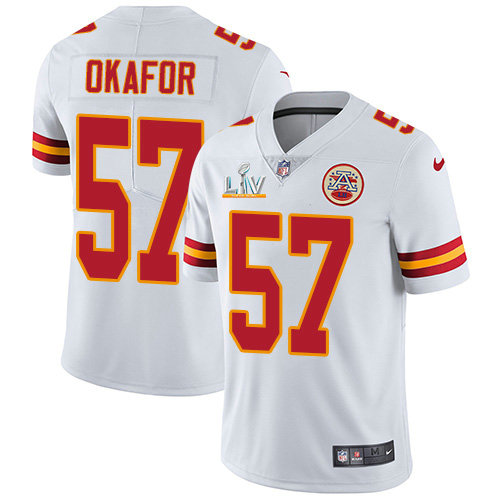 Nike Chiefs #57 Alex Okafor White Youth Super Bowl LV Bound Stitched NFL Vapor Untouchable Limited Jersey