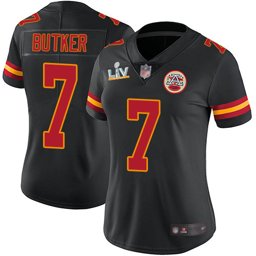 Nike Chiefs #7 Harrison Butker Black Women's Super Bowl LV Bound Stitched NFL Limited Rush Jersey