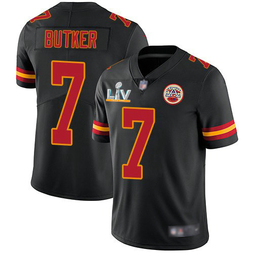 Nike Chiefs #7 Harrison Butker Black Youth Super Bowl LV Bound Stitched NFL Limited Rush Jersey