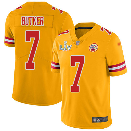 Nike Chiefs #7 Harrison Butker Gold Youth Super Bowl LV Bound Stitched NFL Limited Inverted Legend Jersey