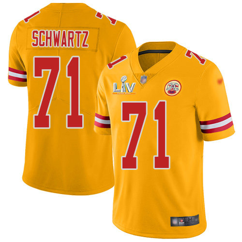 Nike Chiefs #71 Mitchell Schwartz Gold Youth Super Bowl LV Bound Stitched NFL Limited Inverted Legend Jersey