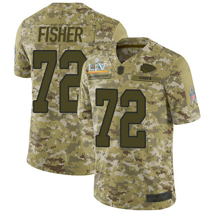 Nike Chiefs #72 Eric Fisher Camo Men's Super Bowl LV Bound Stitched NFL Limited 2018 Salute To Service Jersey