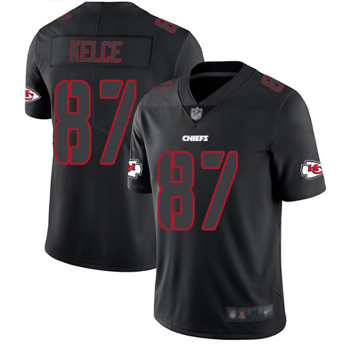 Nike Chiefs #87 Travis Kelce Black Men's Stitched Football Limited Rush Impact Jersey