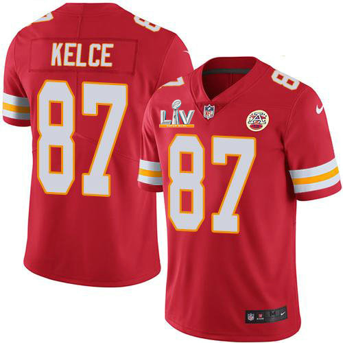 Nike Chiefs #87 Travis Kelce Red Team Color Men's Super Bowl LV Bound Stitched NFL Vapor Untouchable Limited Jersey