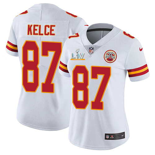 Nike Chiefs #87 Travis Kelce White Women's Super Bowl LV Bound Stitched NFL Vapor Untouchable Limited Jersey