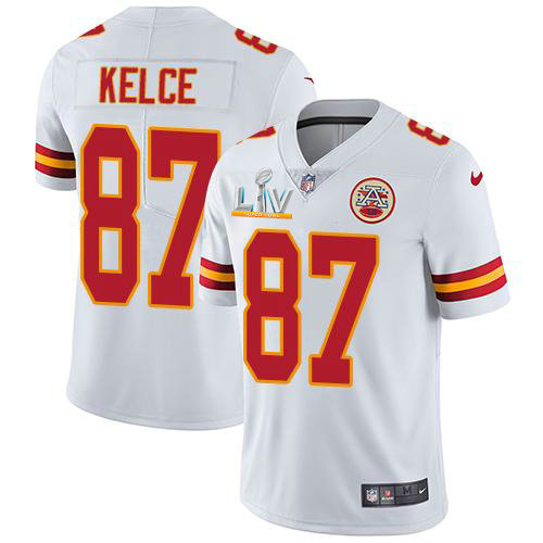 Nike Chiefs #87 Travis Kelce White Youth Super Bowl LV Bound Stitched NFL Vapor Untouchable Limited Jersey