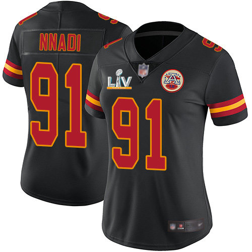 Nike Chiefs #91 Derrick Nnadi Black Women's Super Bowl LV Bound Stitched NFL Limited Rush Jersey