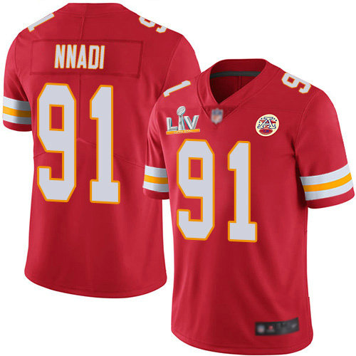 Nike Chiefs #91 Derrick Nnadi Red Team Color Youth Super Bowl LV Bound Stitched NFL Vapor Untouchable Limited Jersey