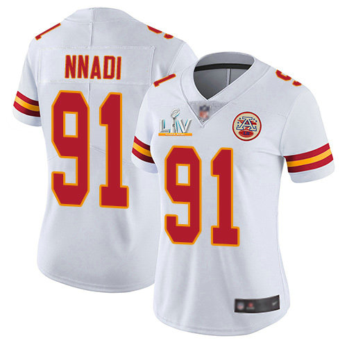 Nike Chiefs #91 Derrick Nnadi White Women's Super Bowl LV Bound Stitched NFL Vapor Untouchable Limited Jersey