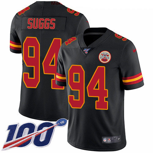 Nike Chiefs #94 Terrell Suggs Black Men's Stitched NFL Limited Rush 100th Season Jersey