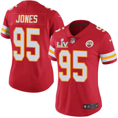 Nike Chiefs #95 Chris Jones Red Team Color Women's Super Bowl LV Bound Stitched NFL Vapor Untouchable Limited Jersey