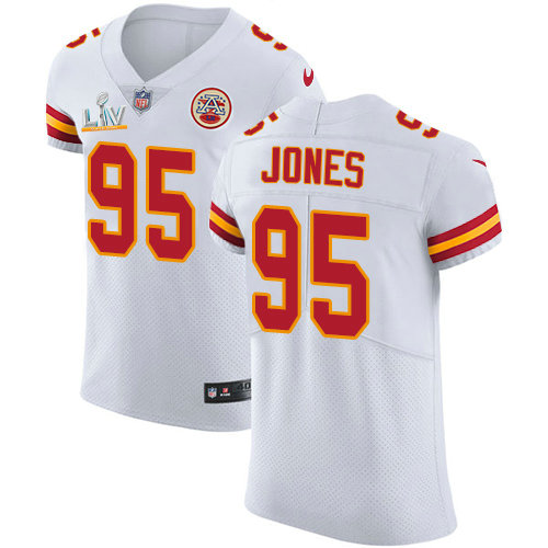 Nike Chiefs #95 Chris Jones White Men's Super Bowl LV Bound Stitched NFL New Elite Jersey
