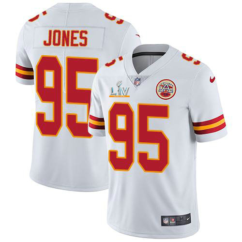 Nike Chiefs #95 Chris Jones White Men's Super Bowl LV Bound Stitched NFL Vapor Untouchable Limited Jersey
