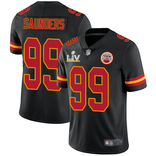 Nike Chiefs #99 Khalen Saunders Black Youth Super Bowl LV Bound Stitched NFL Limited Rush Jersey