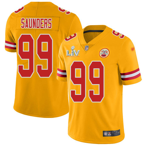 Nike Chiefs #99 Khalen Saunders Gold Youth Super Bowl LV Bound Stitched NFL Limited Inverted Legend Jersey