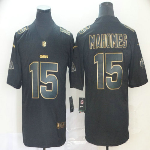 Nike Chiefs 15 Patrick Mahomes Black Gold Vapor Untouchable Limited Jersey