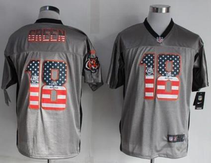 Nike Cincinnati Bengals 18 A.J. Green Grey Men-s Stitched NFL Elite USA Flag Fashion Jersey