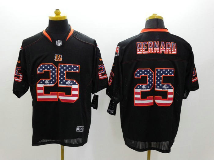 Nike Cincinnati Bengals 25 Giovani Bernard USA Flag Fashion Black jerseys