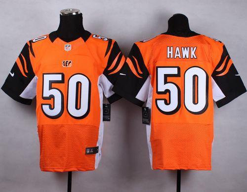 Nike Cincinnati Bengals 50 A.J. Hawk Orange Alternate NFL Elite Jersey