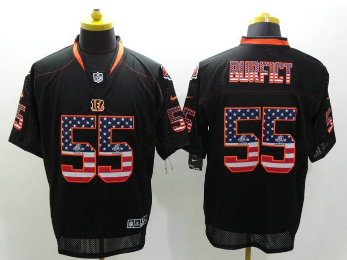 Nike Cincinnati Bengals 55 Vontaze Burfict USA Flag Fashion Black jerseys
