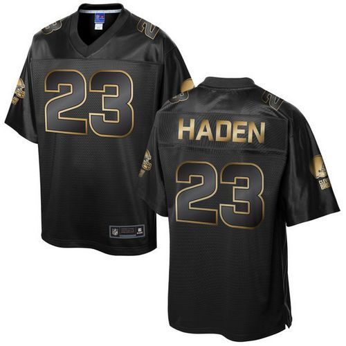 Nike Cleveland Browns 23 Joe Haden Pro Line Black Gold Collection NFL Game Jersey