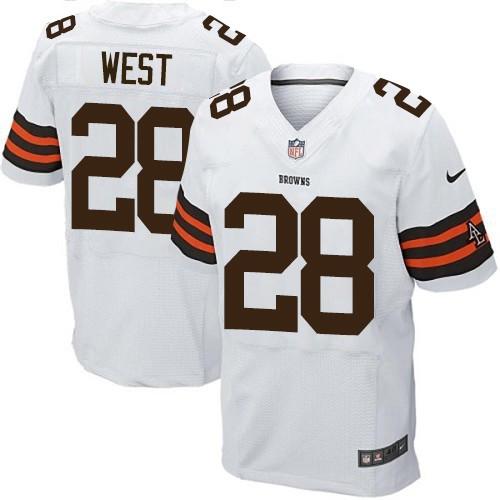Nike Cleveland Browns 28 Terrance West White Men-s Stitched NFL Elite Jersey
