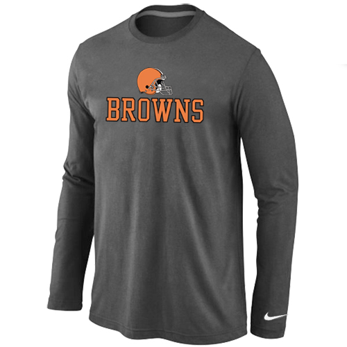 Nike Cleveland Browns Authentic Logo Long Sleeve T-Shirt D.Grey