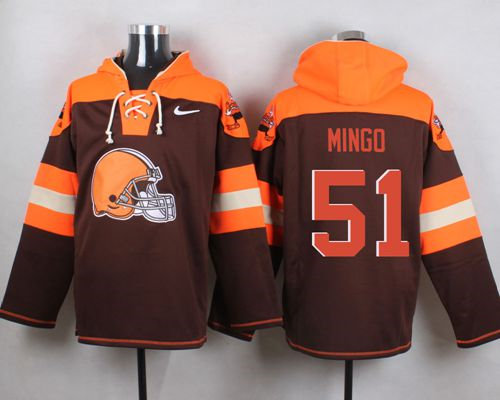 Nike Cleverland Browns 51 Barkevious Mingo Brown Player Pullover NFL Hoodie