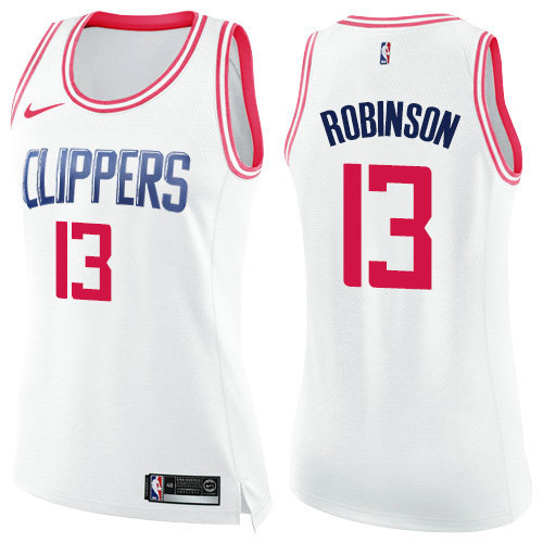 Nike Clippers #13 Jerome Robinson White Pink Women's NBA Swingman Fashion Jersey