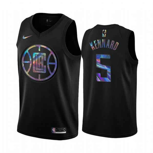 Nike Clippers #5 Luke Kennard Men's Iridescent Holographic Collection NBA Jersey - Black