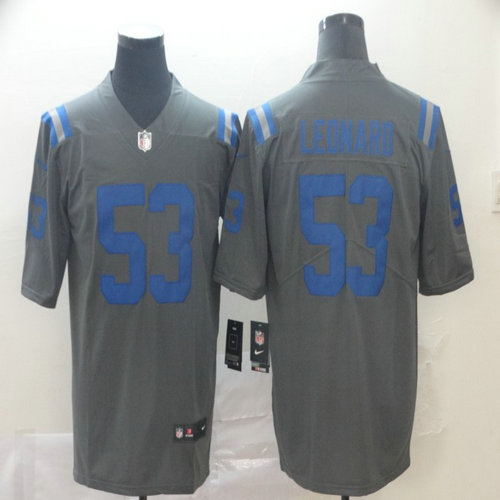 Nike Colts 53 Darius Leonard Gray Inverted Legend Limited Jersey
