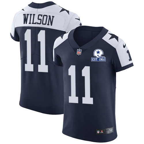 Nike Cowboys #11 Cedrick Wilson Navy Blue Thanksgiving Men's Stitched With Established In 1960 Patch NFL Vapor Untouchable Throwback Elite Jersey