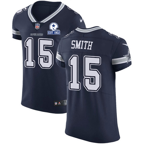 Nike Cowboys #15 Devin Smith Navy Blue Team Color Men's Stitched With Established In 1960 Patch NFL Vapor Untouchable Elite Jersey