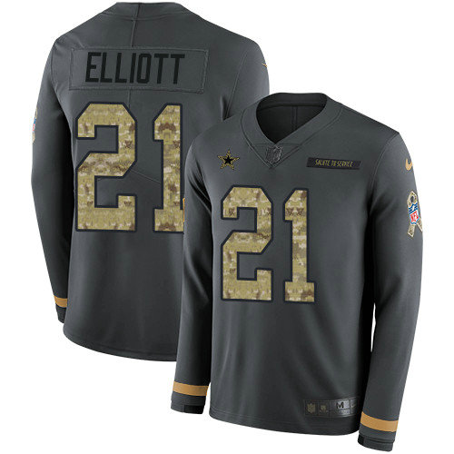 Nike Cowboys #21 Ezekiel Elliott Anthracite Salute to Service Youth