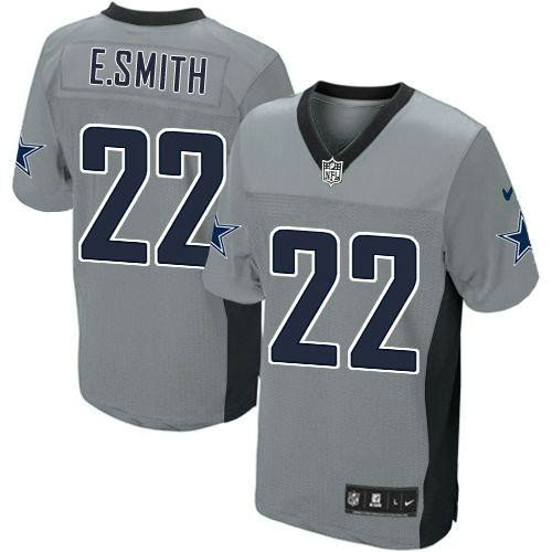 Nike Cowboys #22 Emmitt Smith Grey Shadow Youth Stitched NFL Elite Jersey