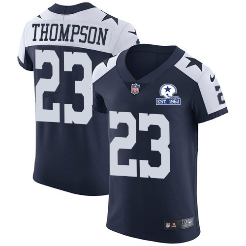 Nike Cowboys #23 Darian Thompson Navy Blue Thanksgiving Men's Stitched With Established In 1960 Patch NFL Vapor Untouchable Throwback Elite Jersey