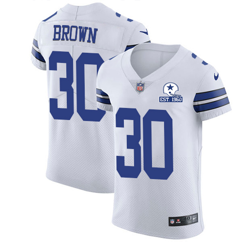 Nike Cowboys #30 Anthony Brown White Men's Stitched With Established In 1960 Patch NFL New Elite Jersey