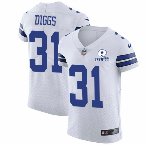 Nike Cowboys #31 Trevon Diggs White Men's Stitched With Established In 1960 Patch NFL New Elite Jersey