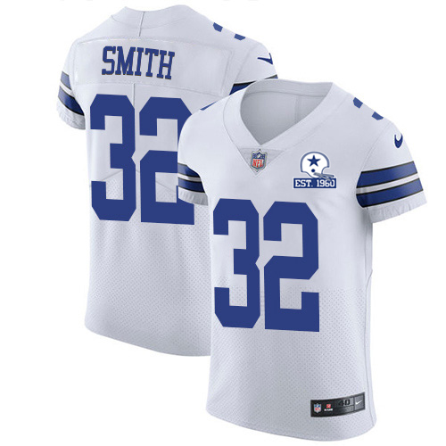 Nike Cowboys #32 Saivion Smith White Men's Stitched With Established In 1960 Patch NFL New Elite Jersey