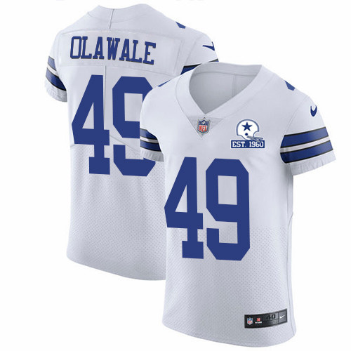 Nike Cowboys #49 Jamize Olawale White Men's Stitched With Established In 1960 Patch NFL New Elite Jersey