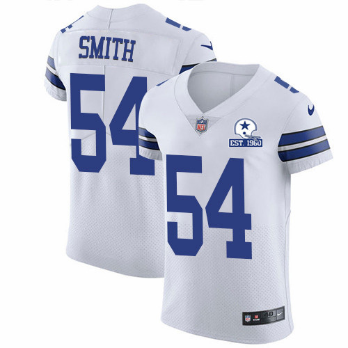 Nike Cowboys #54 Jaylon Smith White Men's Stitched With Established In 1960 Patch NFL New Elite Jersey