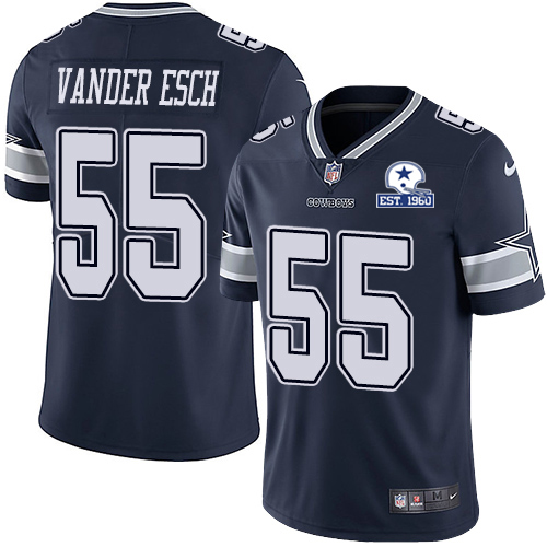 Nike Cowboys #55 Leighton Vander Esch Navy Blue Team Color Men's Stitched With Established In 1960 Patch NFL Vapor Untouchable Limited Jersey