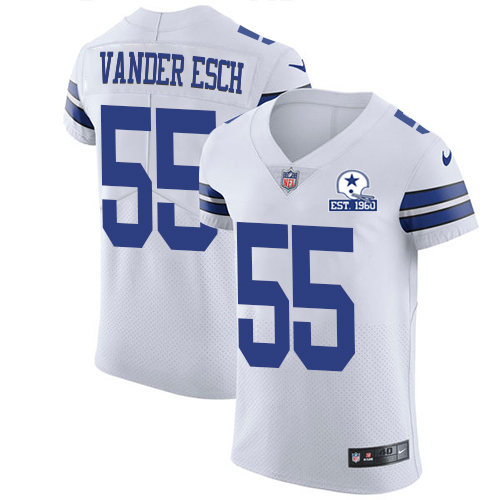 Nike Cowboys #55 Leighton Vander Esch White Men's Stitched With Established In 1960 Patch NFL New Elite Jersey