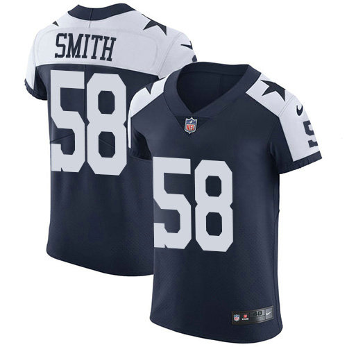 Nike Cowboys #58 Aldon Smith Navy Blue Thanksgiving Men's Stitched NFL Vapor Untouchable Throwback Elite Jersey